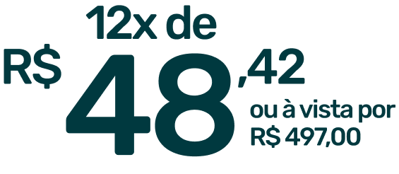 12x de R$ 48,42, ou à vista por R$ 497,00